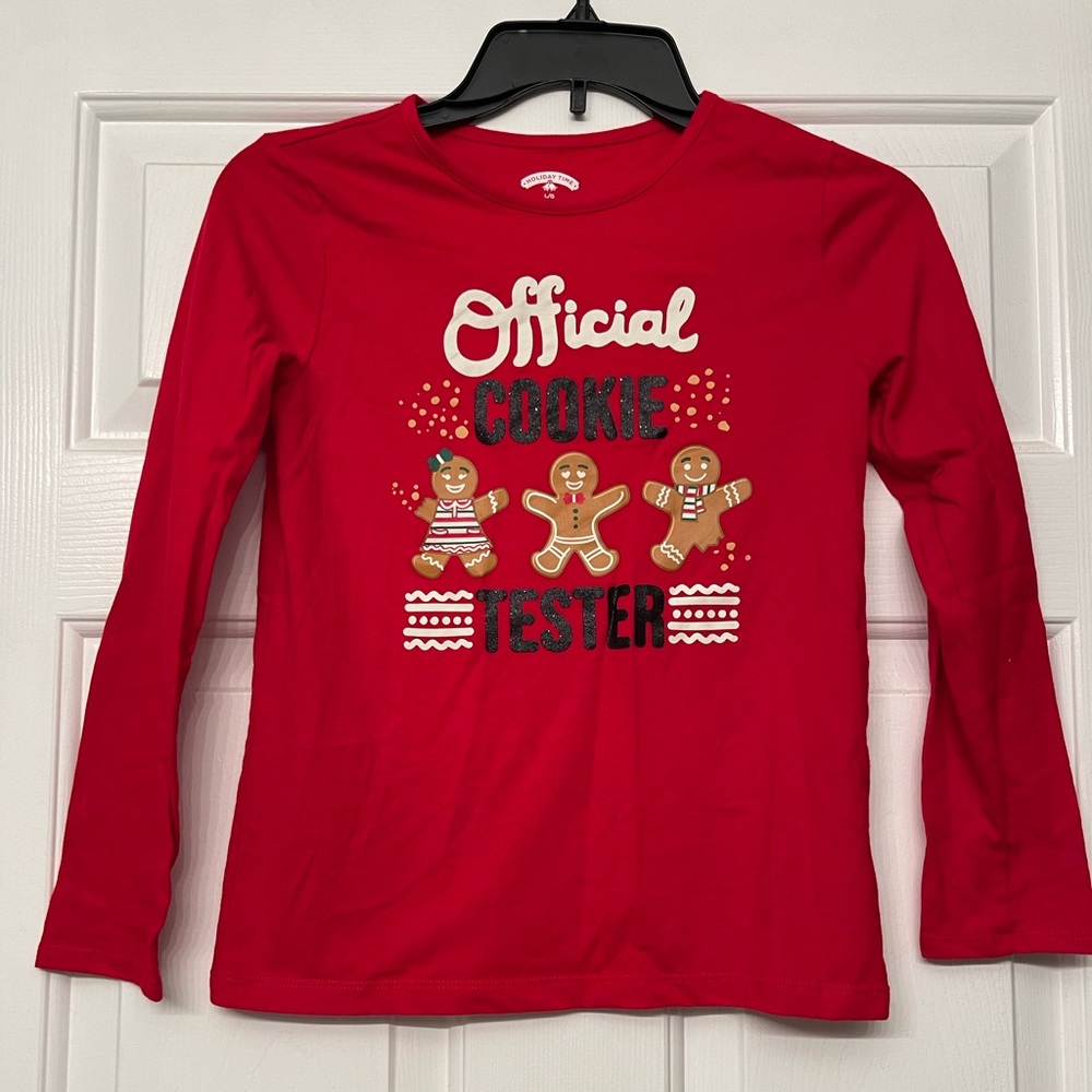 Girls Long Sleeve Red Christmas Shirt